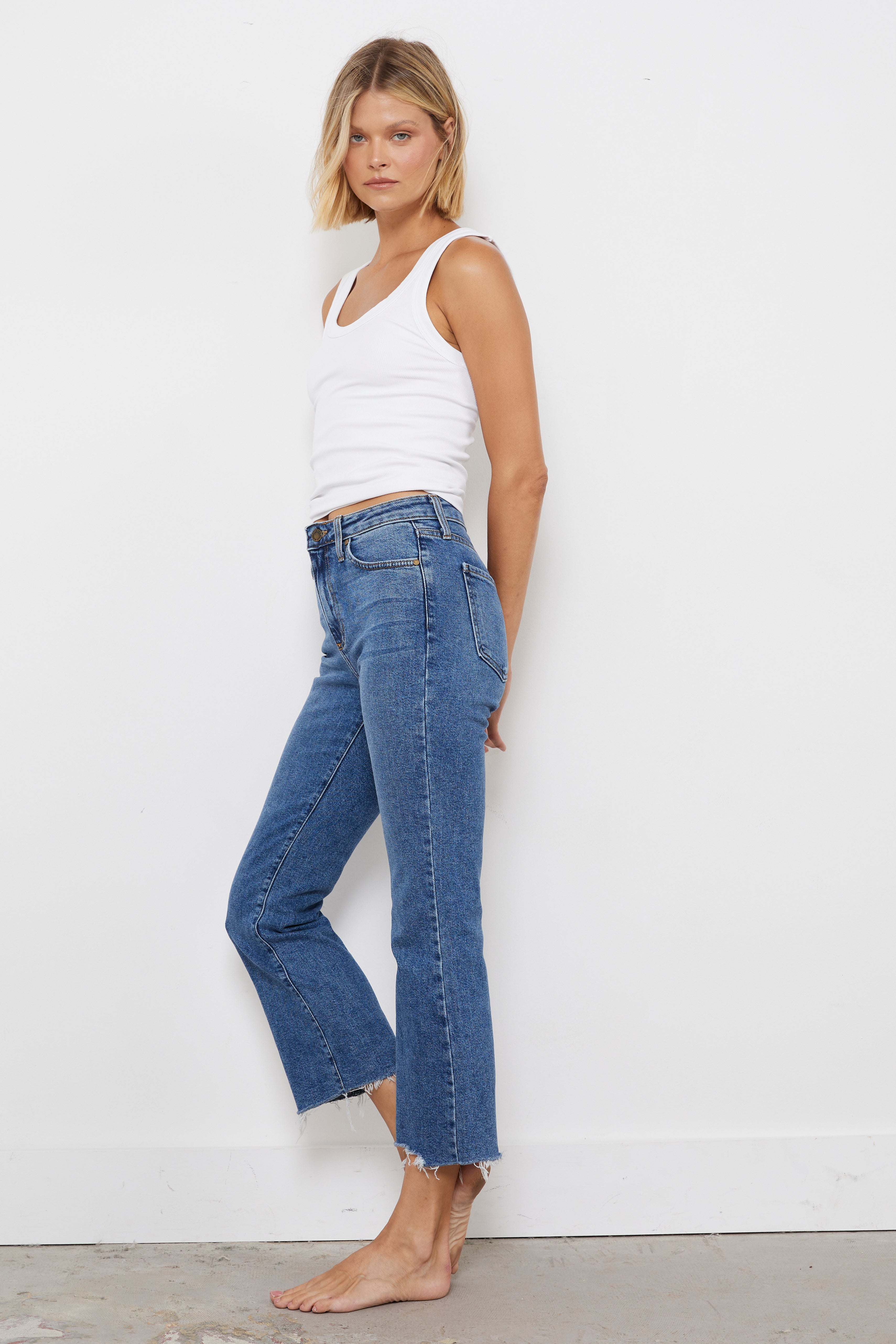 Cropped Flare Medium Wash Jeans