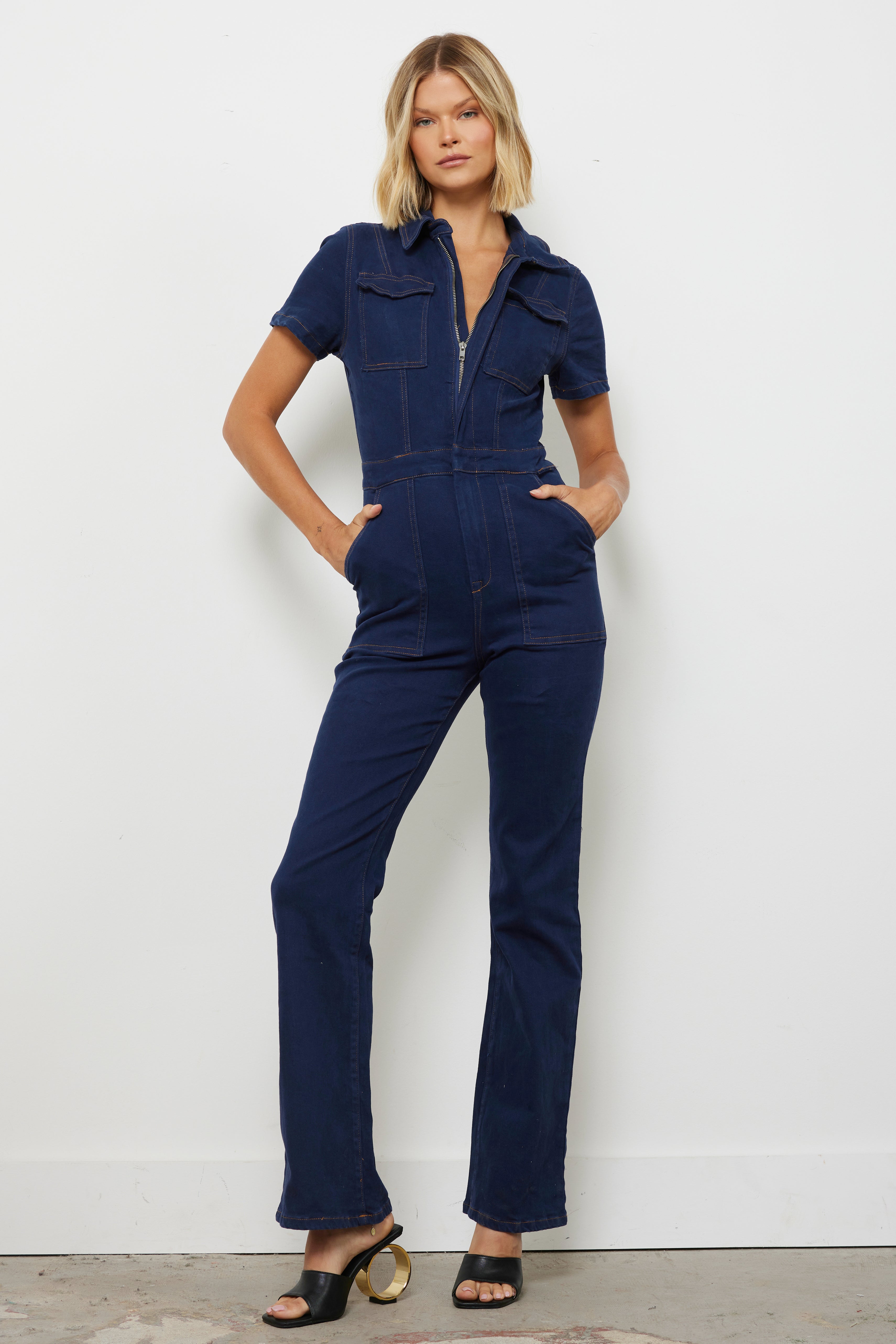 Navy cheap fitted jumpsuit