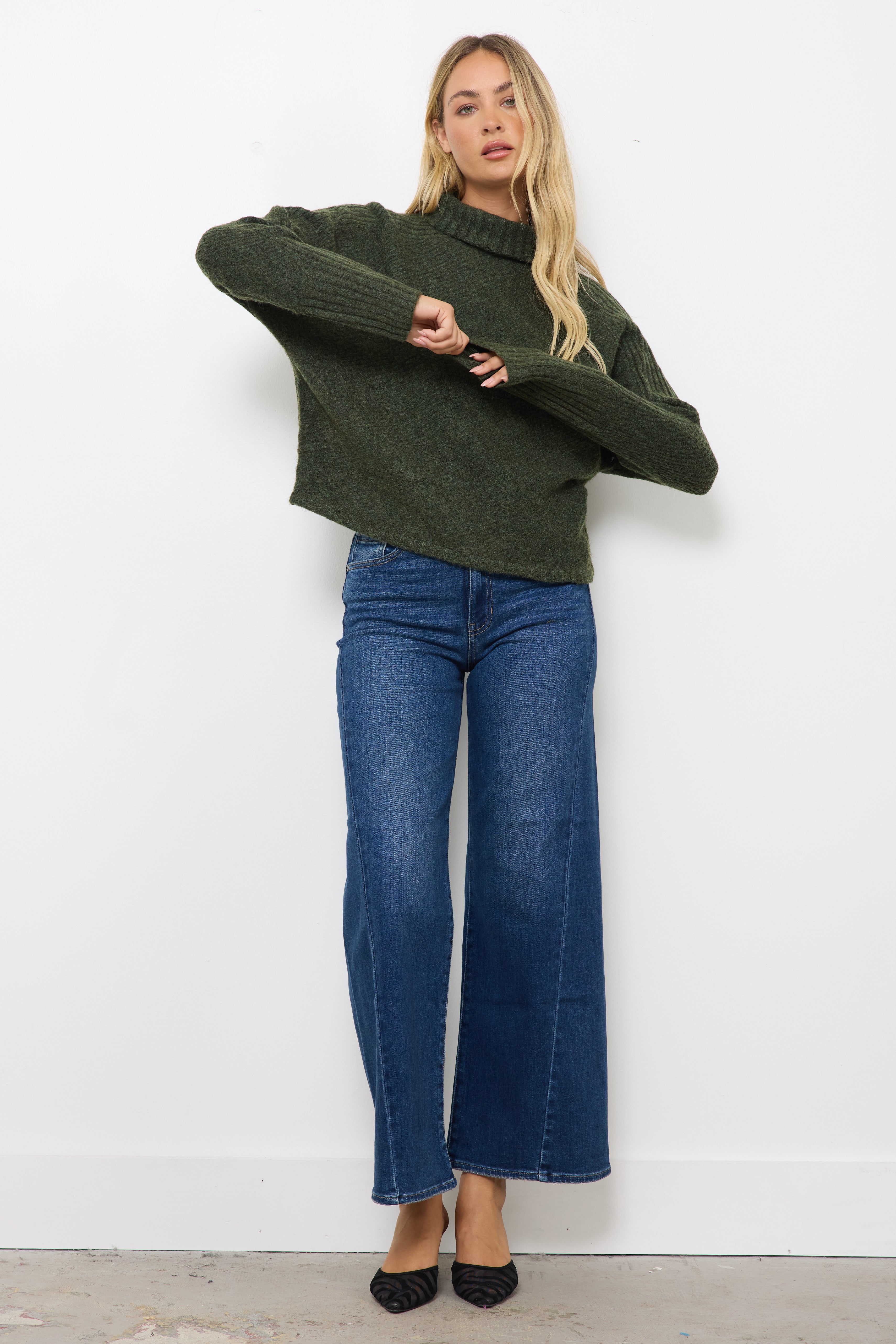 Sweater Weather Olive Knit Top