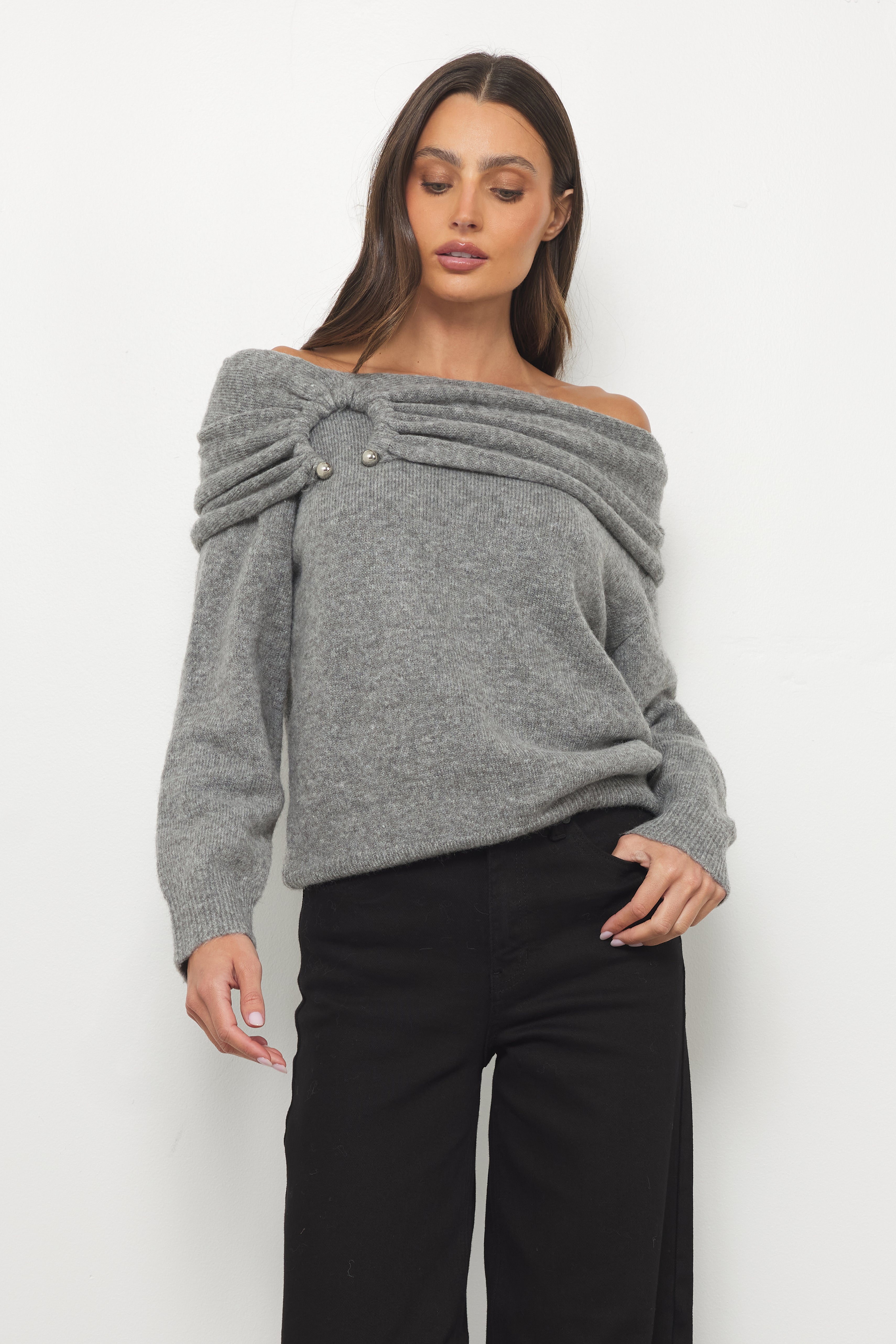 Cold Outside Heather Grey Knit Top