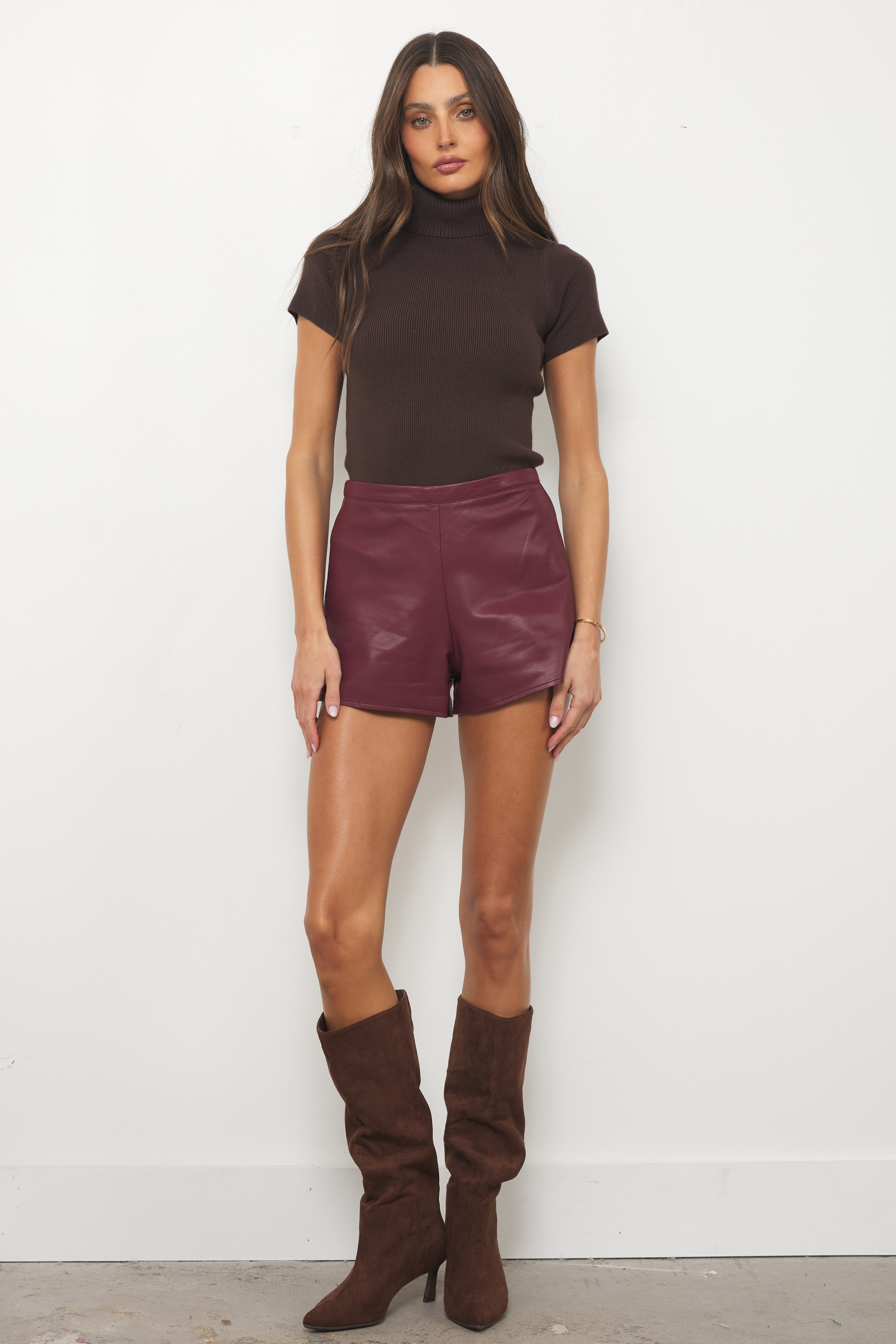 Susan Burgundy Leather Shorts