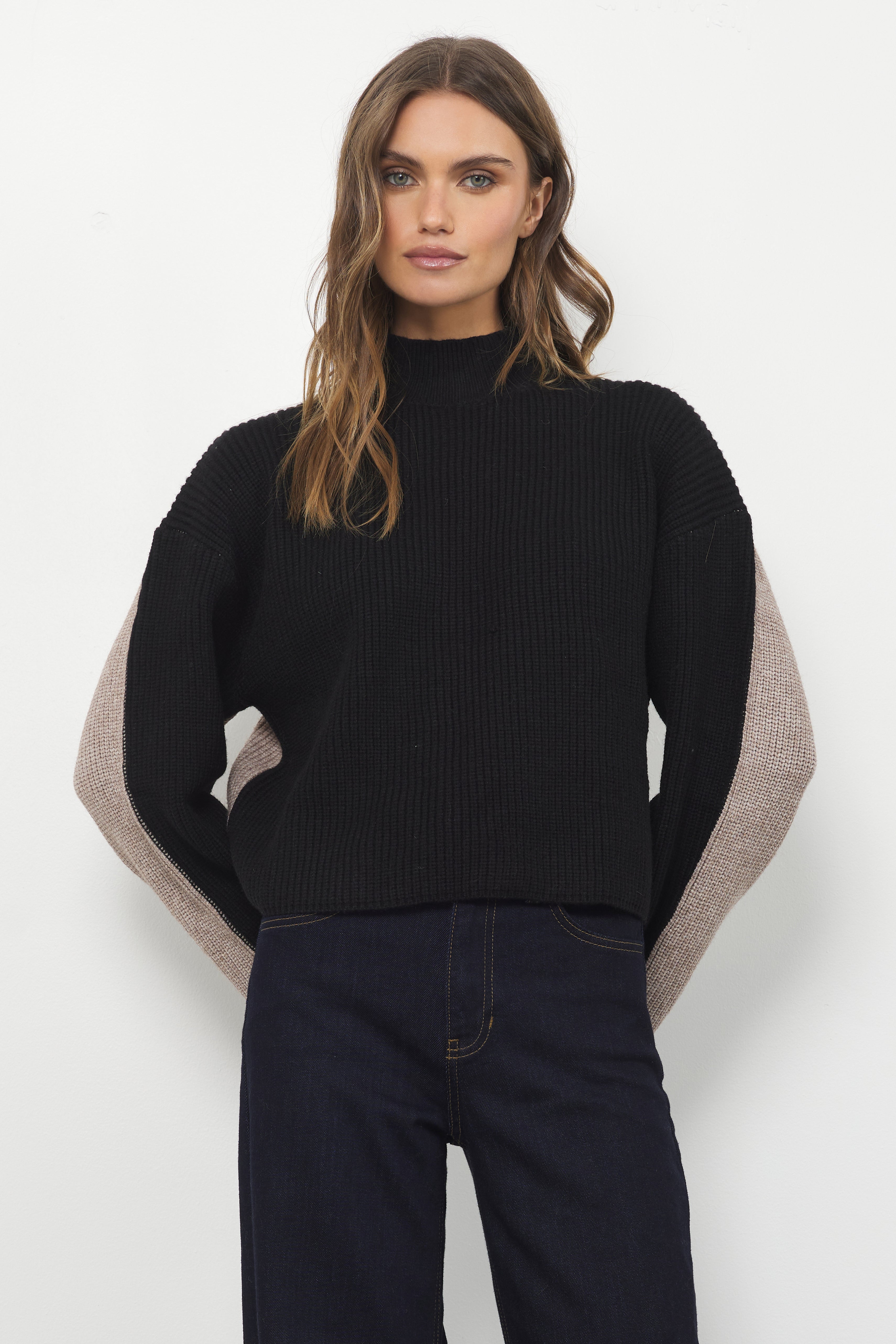 Good On You Black Taupe Knit Top