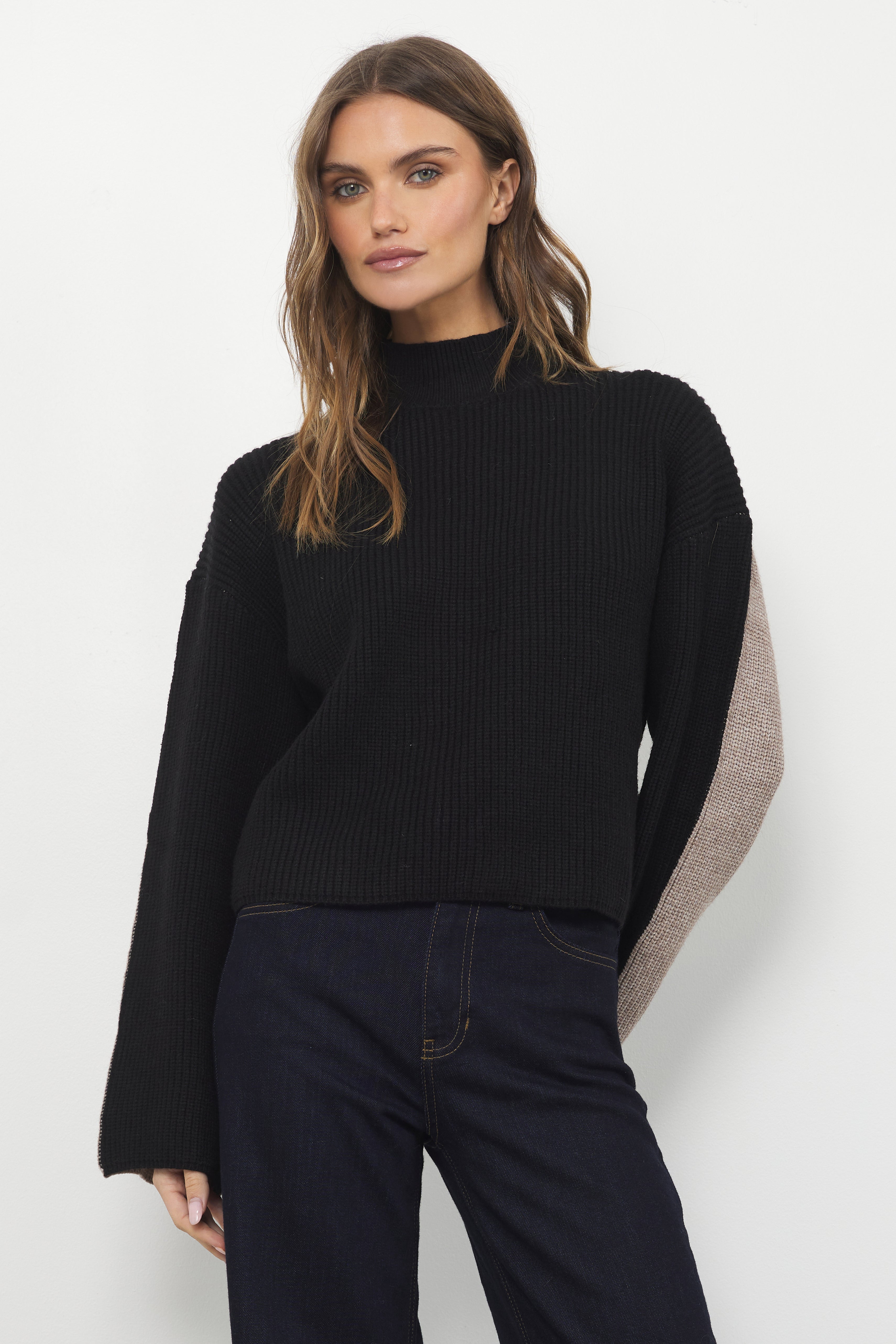 Good On You Black Taupe Knit Top