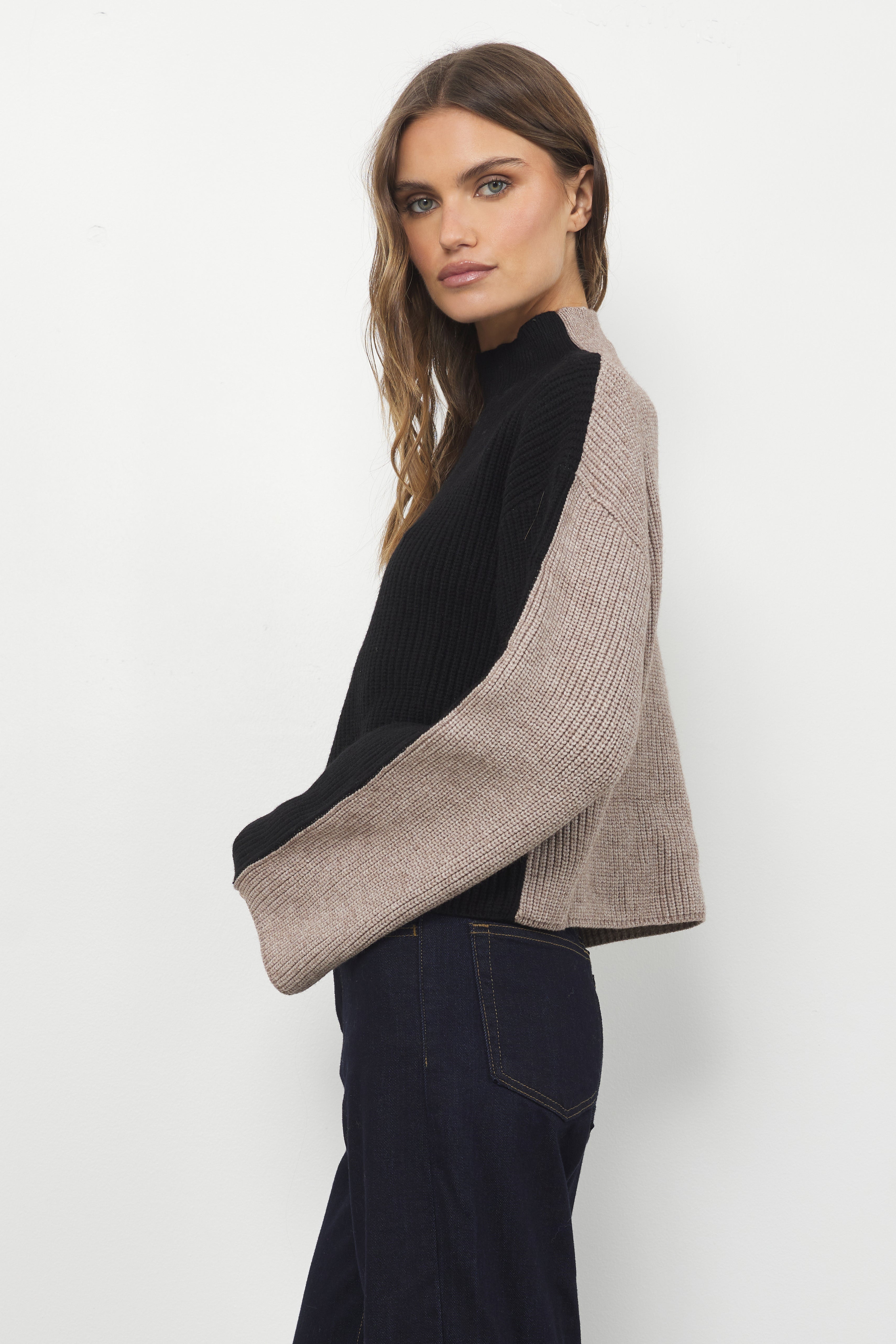 Good On You Black Taupe Knit Top